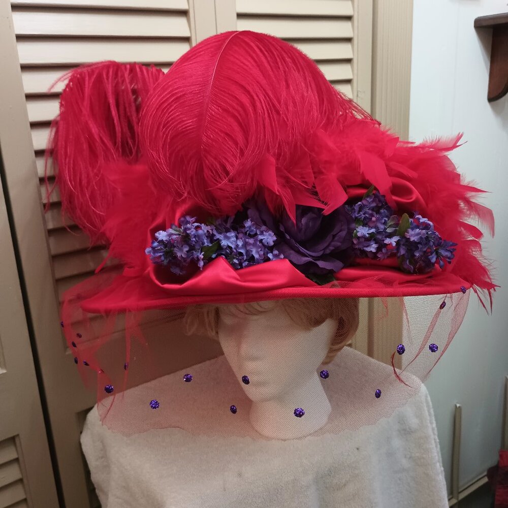 Lady Diane Red and Purple Kentucky Derby Hat